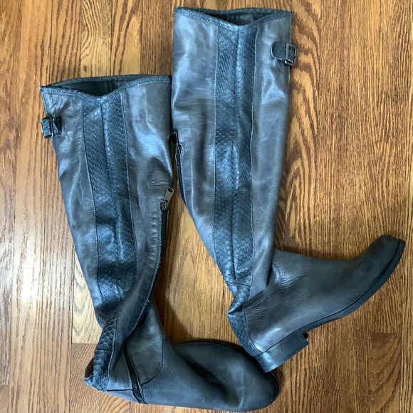 Ron White Dark Grey Tall Leather Boots - Picture 2 of 9